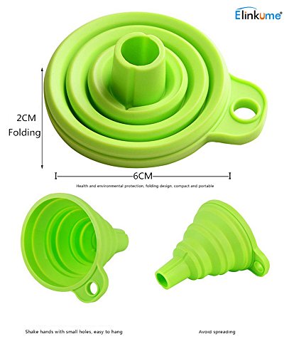 ELINKUME Mini-Silikon Gel praktische faltbare Faltung Funnel Trichter Küchenhelfer (Runde Form) (Grün) - 6