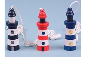 SDL Seaside/Nautical Theme Wooden Lighthouse Cord Pull/Light Pull (15278) (Blue)