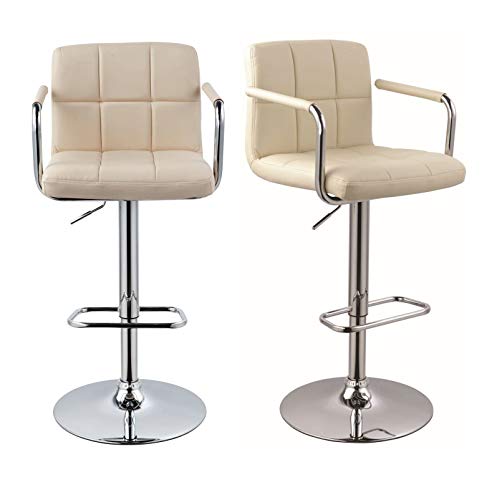 Duhome 2er Set Barhocker Kunstleder Creme Barstuhl mit Lehne