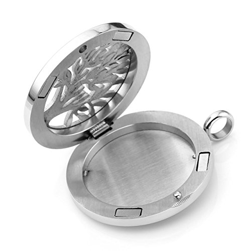 JOVIVI Edelstahl Rund Aromatherapie Ätherische Öle Diffusor Halskette Baum des Lebens Floating Medaillon Locket Anhänger - 5