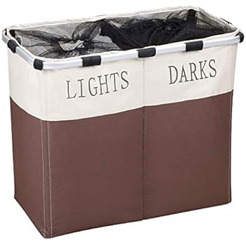 Wäschesortierer 2 Fächer IHOMAGIC Faltbarer Wäschekorb Sortierer Hell