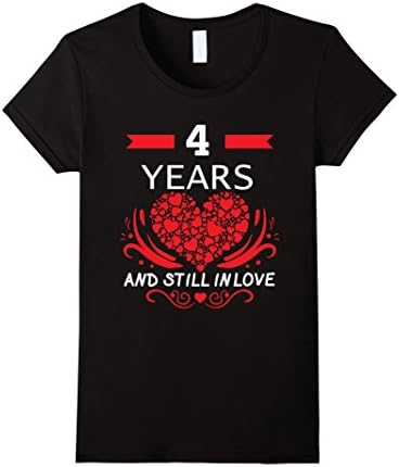 Women's 4th Wedding Anniversary Gifts 4 Year Shirt For Him and Her Small Black