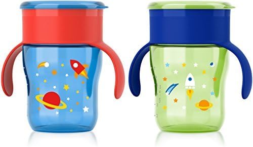 Philips Avent My Natural Drinking Cup, 9 Ounce, Green/Blue/Red, 2 Count, Stage 4 Size: 2 Count Color: Boy, Model: SCF782/55, Baby & Chiild Store
