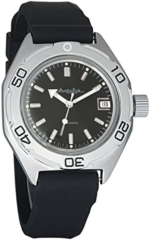 Vostok Amphibian Russian Genuine Army Diver 200WR Mechanical AUTO Self-Winding Wrist Watch Black Resin Strap 670922