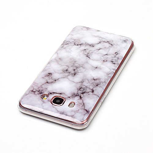 Cozy Hut Für Samsung Galaxy J7 2016 Handyhülle mit Marmor / Marble Design(grau / weiß) | Handytasche | | Schale | | Hülle | | Case | Handy-etui | TPU-Bumper | Soft Case | Schutzhülle Cover für den optimalen Schutz ihres Samsung Galaxy J7 2016(SM-J710) 5,5 Zoll – Rauch weißer Marmor - 3