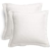 Gyulin Pack of 2 100% Cotton 300 Thread Count European Square Pillow Covers Envelope Style No Zipper, Cover Only No Insert, 6