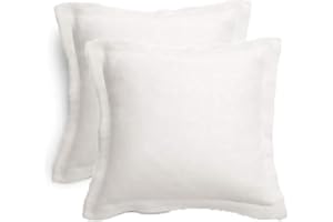 Gyulin Pack of 2 100% Cotton 300 Thread Count European Square Pillow Shams Envelope Style Pillow Cover Pillowcase Pillow Protector Cushion Cover Non Zippered Only Cover No Insert 60x60CM White