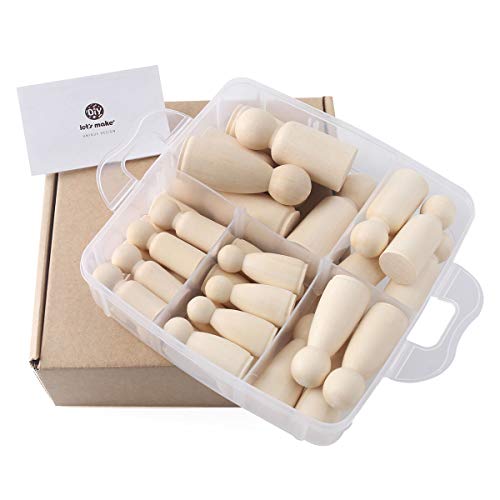 let's make Muñecas de Madera Muñeca sin Terminar Decorativa 43mm-65mm 30pc Ideal para Artes y Manualidades de Pintura