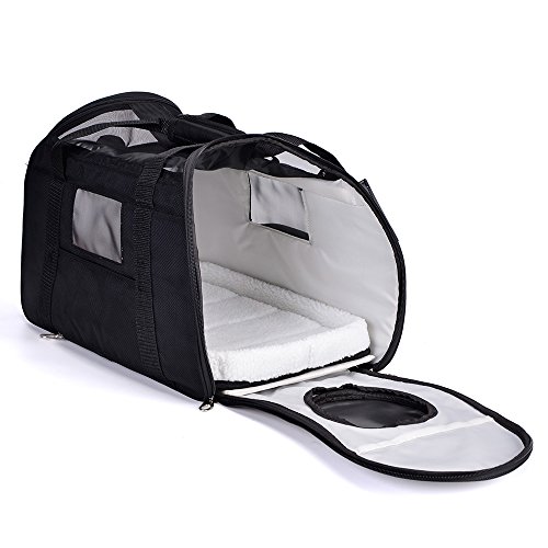 FIRIK-Sac-de-Transport-Respirant-Lavable-et-Pliable-Sac--Main-de-Voyage-par-Avion-et-Voiture-pour-Chat-Chaton-Chiot-Lapin-et-Autres-Animaux-45-x-30-x-25-cm-Noir
