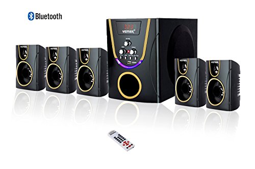 Vemax Posh 5.1 Bluetooth Multimedia Home Theater System with FM USB AUX (Gloss Black & Golden) RS.2240 (47.00% Off) - Amazon
