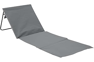Orion91 - Esterilla Plegable de Playa Acolchada con Respaldo, Acero y Tela Oxford, Jardín, Impermeable, Asa para Transporte, 153x51x42 cm (Largo x Ancho x Alto), Color Gris, Azul, Verde o Rojo