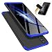 Produktbild Huawei Honor 8X Hülle + Schutzfolie, MISSDU Handyhülle Case 360 Grad Ganzkörper Schützend Handyhülle Case Cover Bumper Schutzhülle Vollschutz Schale (Schwarz+Blau)
