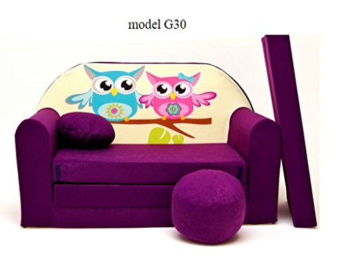 Sofa Children Sofa Cushion and Puff Mini Sofa transformabile in Cot Bed.