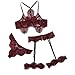 Produktbild Bellelove2019 Neusten Damen Wine Lace Ausschnitt Sexy Perspective Dreiteiliges Set, Spitze geschnittene sexy Dessous