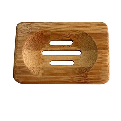 amazing-rading(TM) Seifenhalter Vogue Trapezform Natürliches Holz Seifenbox Badeseife Halter - 3, Bambus