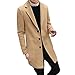 Produktbild Große Größe Wollmantel Herren, DoraMe Männer Formal Einreiher Strickjacke Lange Dünnes Mantel Feste Farbe Revers Outwear Jacke (Khaki, L)