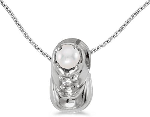 10k White Gold Freshwater Cultured Pearl Baby Bootie Pendant