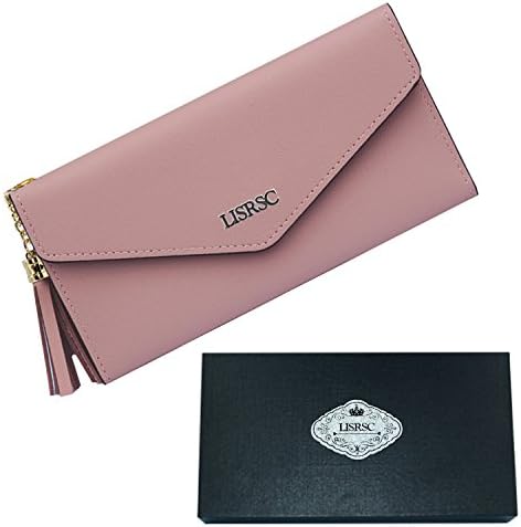 LISRSC Purse for Girls Leather Wallet Case,Clutch Card Holder Checkbook Organiser Change Bag (Dark Pink)