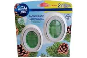 Ambi Pur Odświeżacz powietrza do kąpieli, 2 zapachy łazienkowe, zapach świeżości sosny, dyfuzor z technologią eliminującą zapachy, czas palenia do 45 dni na perfumy