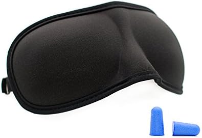 3D Sleep Eye Mask by WUJI, ultra light and comfortable, contoured shape, great for every day use and travel (Black)