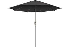 Mansader 2.7M Garden Parasol Umbrella, UV Protect Patio Umbrella with Push Button Tilt & Crank Handle