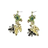 Gudeke Cristal abeja Rana Largo Pendientes Colgante de hoja de oro