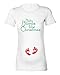 Women's Festive Maternity 'Baby Bumps First Christmas' T-Shirt (L - 14, White - Green & Red Print)