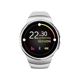 Lizes Smartwatch mit Bluetooth, Herzfrequenzmesser, Touchscreen, wasserdicht, Sportuhr, Unisex, silberfarben