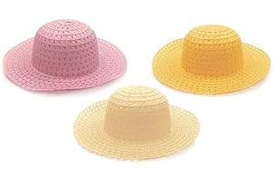 P Store PaulStore 3 Pack Girls Boys Cowboy Style Sun Hat Easter Bonnet Decorate Parades Gift, Pink Yellow Blue