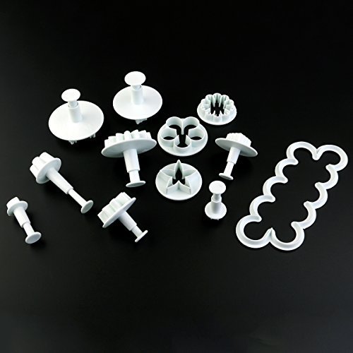 BESTOMZ Ausstechformen Fondant Ausstecher DIY Backen Dekorations Kit Stempel Modellierwerkzeug Glätter Kuchen Cutter ZuckerKunst Icing Tool,18Sets/54Pcs - 5