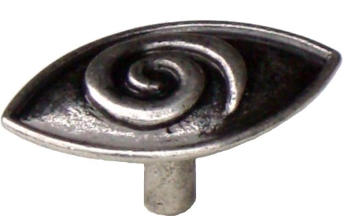 2 x Oval 66mm Antiqued Silver/Pewter Effect with Aztec Swirl Pattern Cupboard Cabinet knobs by Swish.