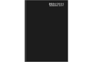 QUICKDRAW Academic Diary 2024-2025 A4 Week to View Mid Year Classic Hardback Student Planner Casebound Organiser (Black)