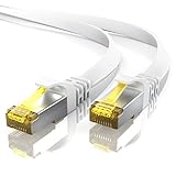 lan kabel 10m real Primewire 10m ( Meter) CAT.7 Netzwerkkabel - Flachbandkabel | Cat7 Rohkabel mit 2 x RJ45 Steckern (abwärts-/aufwärtskompatibel) | Flachband-Netzwerkkabel, Patch-Kabel | Stecker mit Knickschutzhülle | Schirmung: U/FTP