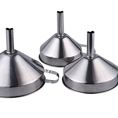 3 Stück Edelstahl Trichter Trichterset Einfülltrichte Küchenhelfer 10cm/12cm/14cm - 4
