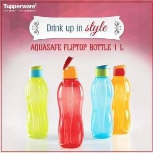 Tupperware Ecco Water Bottle Set of 4 1l Large Eco Tumbler &amp; Flip Top Guacamole NEW by Tupperwar