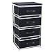 Songmics Commode multifonctions avec 4 tiroirs en tissu non-tissé cadre en acier 84,5 cm Noir RLG14H