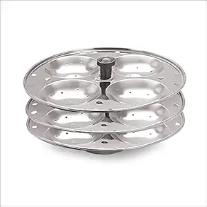 Nika Stainless Steel Idli Maker Pot,Idli Pot Steamer with 3 Plates(12 Idli)