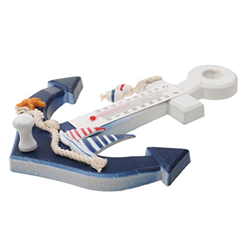 Gazechimp Nautischen Anker mit Thermometer Seestern Dekor , Schild , Haken Zum Aufhängen , Wanddeko Shabby Stil - 5