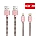Price comparison product image OTISA iPhone Charger 2 Pack 1.5M/5ft Nylon Braided Lightning USB Cable Charger for iPhone 7 Plus/7, iPhone 6s Plus/ 6s/ 6 Plus/ 6, iPhone 5/ 5c/ 5s/ SE, iPad Air/Air 2/Pro, iPad Mini2/3/4, iPod Nano 7, iPod Touch 5 (Rose Gold)