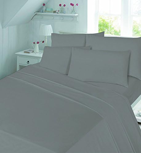 Sleepy Eyes New Flannelette 100% brushed cotton fitted sheets or flats heets plain luxury (Grey, Pillowcases Pair)