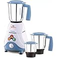 Bajaj Maxio Mixer Grinder with 3 Jars (White Blue, 500-Watt)