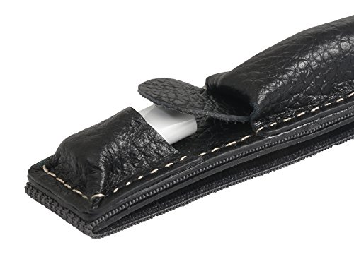 StilGut Pencil-Halter für Apple 12,9″ iPad Pro aus echtem Leder mit Lightning-Adapter-Fach. Stift-Halterung zur sicheren Aufbewahrung des Apple Pens, Schwarz - 2