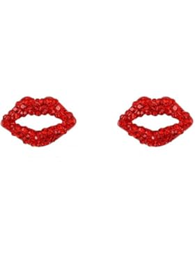 ROXI 18K Rose vergoldet echten österreichischen Kristallen Pflastersteine rot Lippenstift Ohrstecker