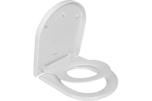 TODOT Abattant WC Familial Forme en D, Lunette de Toilette avec Siège Enfant Magnétique, Frein de Chute et Charnière Réglable, Siège de Toilette pour Adultes et Enfants, Démontage Rapide - Blanc