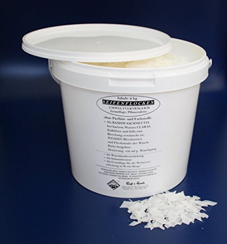 Wasserrose® SEIFENFLOCKEN IM EIMER 2KG SEIFENFLOCKENEIMER ZUM WASCHEN+BASTELN OHNE PARFÜM OHNE ZUSATZSTOFFE - MADE IN GERMANY