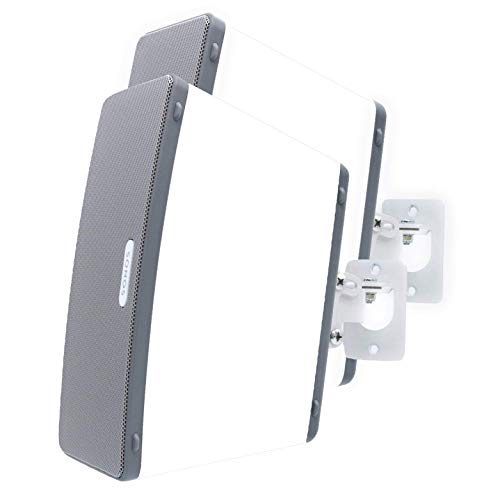Soundbass - 2 x Compatible with SONOS Play 3 Montaje de Pared, Ajustable con Mecanismo de Giro e inclinación, Soporte Individual para el Altavoz Play: 3 con Accesorios de Montaje, Blanco