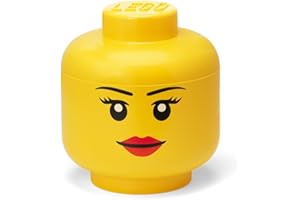 Room Copenhagen Storage Head Small - Girl - Polypropylene Storage Box with Lid for Kids' Toy Storage Stackable Organizer and Fun Storage Solution LEGO Toy Box yellow