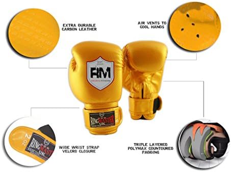 RingMasterUK Kids Boxing Gloves Carbon Leather Training Sparring Punch Bag Mitt