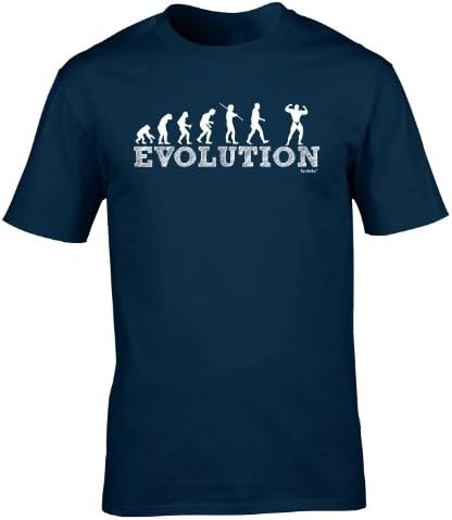 EVOLUTION BODY BUILDER (XL - OXFORD NAVY) NEW PREMIUM LOOSE FIT BAGGY T SHIRT - Gym Fitness Golds Worlds Gold's World's Workout Pumping Iron Sex Weight Protein Shakes Slogan Funny Joke Novelty Vintage retro top Mens Ladies Womens Girl Boy tshirt Tees Tee shirts