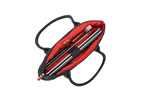 RIVACASE Tasche f  r Laptops bis 15 6    - Elegante Schultertasche f  r Damen aus hochwertigen PU-Leder und viel Stauraum - Schwarz